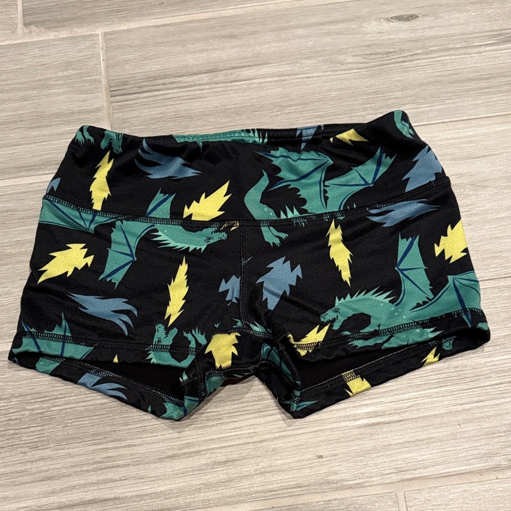 Dragon Print athletic shorts- Black, Green, Yellow